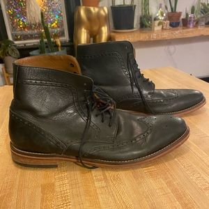Black leather vintage style boots